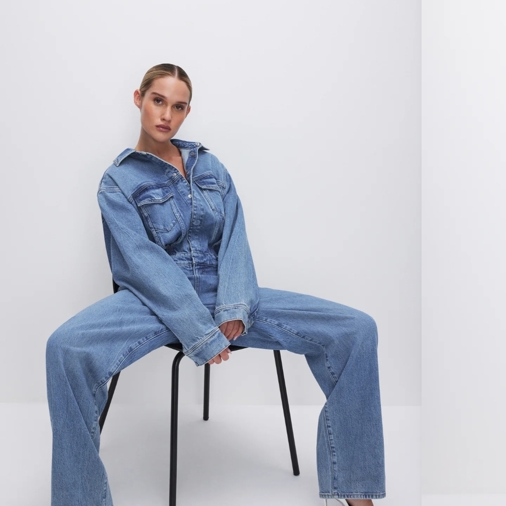 Classic Blue Denim Women's Oversized Jumpsuit